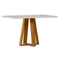 Mesa de Jantar para 4 Lugares 1,35m Lectus Tampo em Mdf com Vidro Ypê/Off White - New Ceval Mesa de Jantar para 4 Lugares 1,35m Lectus Tampo em Mdf com Vidro Ypê/Off White - New Ceval