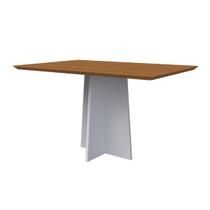 Mesa De Jantar Para 4 Lugares 1,35m Tampo Retangular Canto Arredondada Anitta Cor Off White Imbuia New Ceval