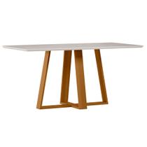 Mesa de Jantar para 4 Lugares 1,70m Lectus Tampo em Mdf com Vidro Ypê/Off White - New Ceval