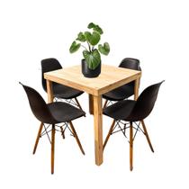 Mesa De Jantar Para 4 Lugares Cadeiras Quadrada Pequena Feita Em Madeira P/ APARTAMENTO Area Gourmet Churrasqueira