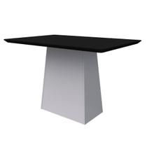 Mesa De Jantar Para 4 Lugares Tampo De Madeira Com Vidro 1,20m Bárbara Cor Off White Preto New Ceval