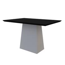 Mesa De Jantar Para 4 Lugares Tampo De Madeira Com Vidro 1,20m Jasmin Cor Off White Preto New Ceval