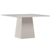 Mesa de Jantar para 6 Lugares 1,35m Quadrada Tampo Mdf com Vidro Barbara Off White - New Ceval
