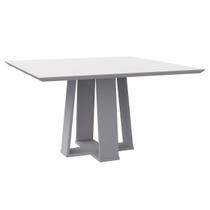 Mesa De Jantar Para 6 Lugares 1,35m Tampo Chanfrado Com Vidro Valencia Cor Off White New Ceval