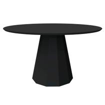 Mesa De Jantar Para 6 Lugares 1,35m Tampo Redondo Com Vidro Isis Cor Preto New Ceval