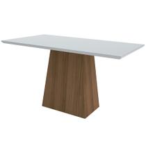 Mesa De Jantar Para 6 Lugares 1,60m Tampo De Madeira Com Vidro Imbuia Off White Jasmin New Ceval