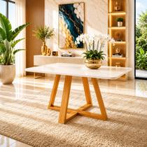 Mesa de Jantar para 6 lugares Madeira Tampo MDF e Vidro Luxo