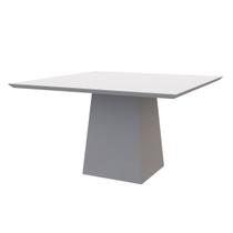 Mesa De Jantar Para 6 Lugares Tampo De Madeira Com Vidro 1,35m Jasmin Cor Off White New Ceval