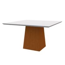 Mesa De Jantar Para 6 Lugares Tampo De Madeira Com Vidro 1,35m Jasmin Cor Ype Off White New Ceval