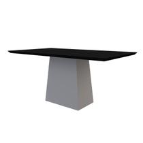 Mesa De Jantar Para 6 Lugares Tampo De Madeira Com Vidro 1,60m Jasmin Cor Off White Preto New Ceval