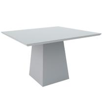 Mesa De Jantar Para 6 Lugares Tampo De Madeira Com Vidro Jasmin 1,35m Off White New Ceval
