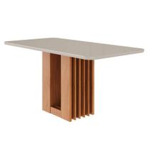 Mesa de Jantar para 6 Pessoas 160x80cm Cinamomo/Off White Tampo em MDF/Vidro