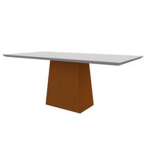 Mesa De Jantar Para 8 Lugares 1,80m Tampo De Madeira Com Vidro Jasmin Cor Ypê Off White New Ceval