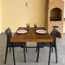 Mesa De Jantar Para até 4 Lugares Ferro e Madeira Maciça