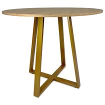 Mesa De Jantar Para Cozinha Em aço Estilo Industrial Gizé Tampo Redondo 90cm