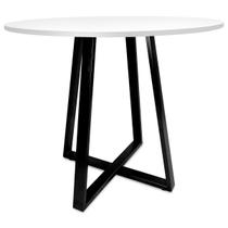 Mesa De Jantar Para Cozinha Em aço Estilo Industrial Gizé Tampo Redondo 90cm