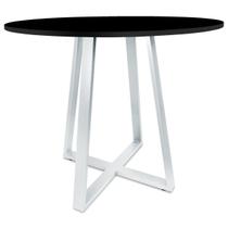 Mesa De Jantar Para Cozinha Em aço Estilo Industrial Gizé Tampo Redondo 90cm