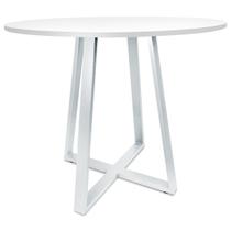 Mesa De Jantar Para Cozinha Em aço Estilo Industrial Gizé Tampo Redondo 90cm