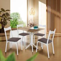 Mesa de Jantar Pequena com 4 Cadeiras Branco Carvalho Adel Jm Móveis