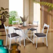 Mesa De Jantar Pequena Com 4 Cadeiras Branco Carvalho Adel Slim Shop JM