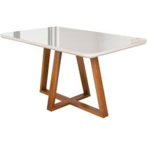 Mesa de Jantar Petra 4 Lugares 120x80cm Vidro e Base Madeira