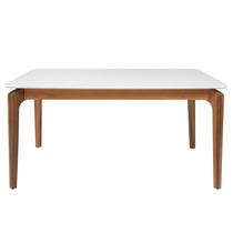 Mesa de Jantar Portugal em Madeira Maciça e MDF L 160 X P 90 X Alt 77 Bege/Marrom/Off White