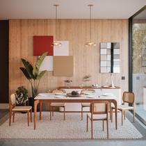 Mesa de Jantar Portugal em Madeira Maciça e MDF L 180 X P 90 X Alt 77 Bege/Marrom/Offwhite