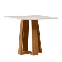 Mesa de Jantar Quadrada 4 Lugares 90cm Tampo Mdf com Vidro Valencia Ypê/Off White - New Ceval Mesa de Jantar Quadrada 4 Lugares 90cm Tampo Mdf com Vidro Valencia Ypê/Off White - New Ceval