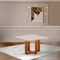 Mesa de Jantar Quadrada 4 Lugares Paris Tampo Com Vidro e Madeira Maciça Móveis Mix Mesa de Jantar Quadrada 4 Lugares Paris Tampo Com Vidro e Madeira Maciça Móveis Mix
