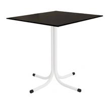 Mesa de Jantar Quadrada 70cm Branca Tampo Madeira Preto