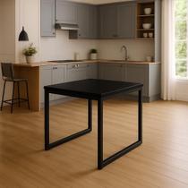 Mesa de Jantar Quadrada 80x80cm - Estilo Industrial e Moderno em Preto e Carvalho