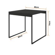 Mesa de Jantar Quadrada 80x80cm - Estilo Industrial e Moderno em Preto e Carvalho