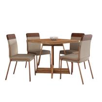 Mesa de Jantar Quadrada 90cm + 4 Cadeiras Duo Estofadas NF