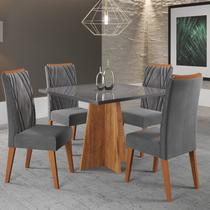 Mesa de Jantar Quadrada Columbia Tampo em Mdp sem Vidro 90x90 e 4 Cadeiras Vegas em Madeira Maciça
