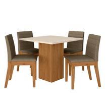 Mesa De Jantar Quadrada Com 4 Cadeiras Moscou Cinamomo/off/capuc - M.a