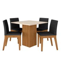 Mesa De Jantar Quadrada Com 4 Cadeiras Moscou Cinamomo/off/preto - M.a