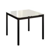 Mesa de Jantar Quadrada com Tampo de Vidro Denver Off White e Preta 90 cm