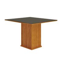 Mesa de Jantar Quadrada com Tampo de Vidro Napoli 100% MDF Chumbo e Freijó 90 cm
