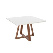 Mesa de Jantar Quadrada com Tampo de Vidro Off White Bennett Natural 135 cm