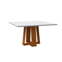 Mesa de Jantar Quadrada com Tampo de Vidro Valencia Off White e Ype 135 cm Mesa de Jantar Quadrada com Tampo de Vidro Valencia Off White e Ype 135 cm