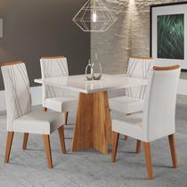 Mesa de Jantar Quadrada Decora com Vidro 90x90 e 4 Cadeiras Vegas em Madeira Maciça Yescasa