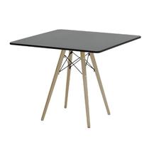 Mesa de Jantar Quadrada Eiffel Wood Preta e Natural 80 cm.