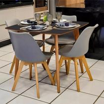 Mesa De Jantar Quadrada Especial 4 Lugares 90cm Em Madeira - Dina Preta Mesa De Jantar Quadrada Especial 4 Lugares 90cm Em Madeira - Dina Preta