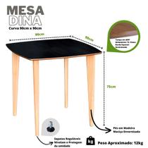 Mesa de Jantar Quadrada Especial 4 Lugares 90cm em Madeira - Preta