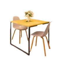 Mesa de Jantar Quadrada Industrial Love Pallets Preta e Pinus 78cm