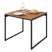 Mesa de Jantar Quadrada Industrial Salt Lake Carvalho e Preta 80x80 cm para Cozinha Maclavi