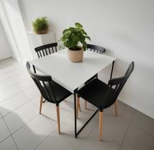 Mesa de Jantar Quadrada Industrial Salt Lake Carvalho e Preta 80x80 cm para Cozinha Maclavi Mesa de Jantar Quadrada Industrial Salt Lake Carvalho e Preta 80x80 cm para Cozinha Maclavi
