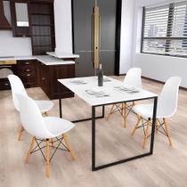 Mesa de Jantar Quadrada Industrial Salt Lake Carvalho e Preta 80x80 para 4 lugares Cozinha
