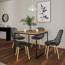 Mesa de Jantar Quadrada Industrial Salt Lake Carvalho e Preta 90 cm