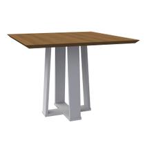 Mesa de Jantar Quadrada Leka 100 cm Imbuia Base Off White - D'Rossi